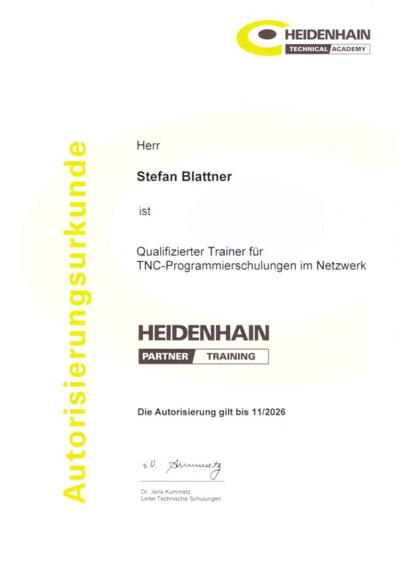 Zertifikat von Heidenhain