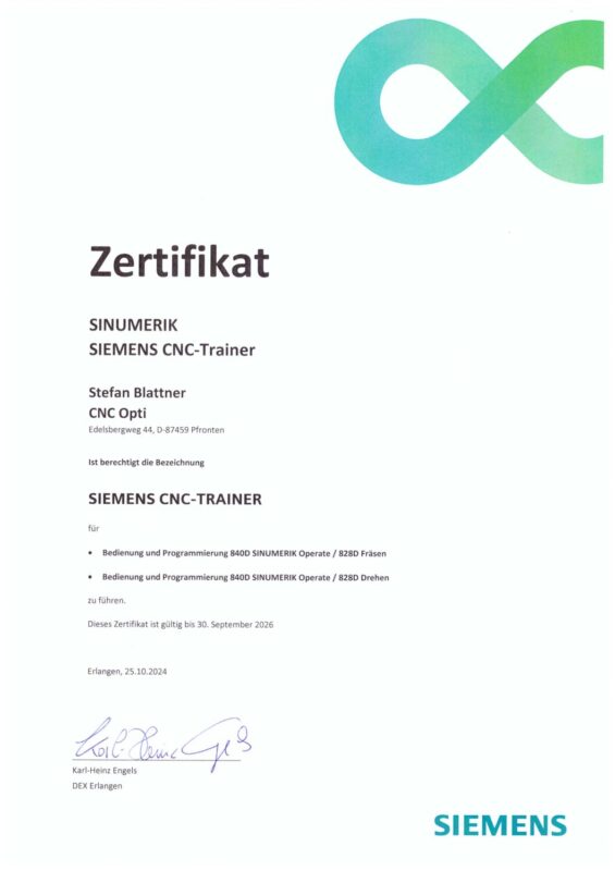 Zertifikat von Siemens